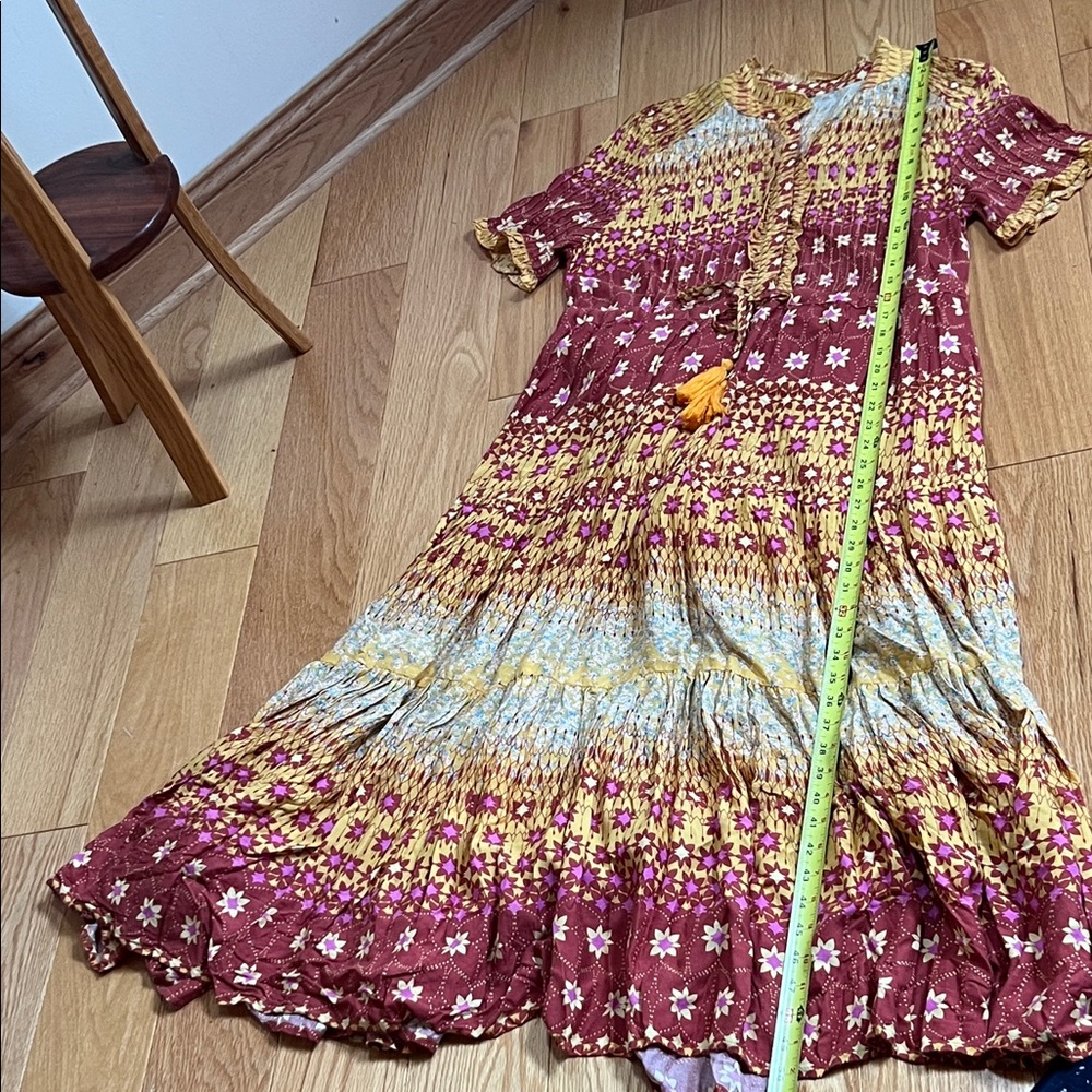 Free People Burgundy and Mustard vibrant Dress - Picture 8 of 10